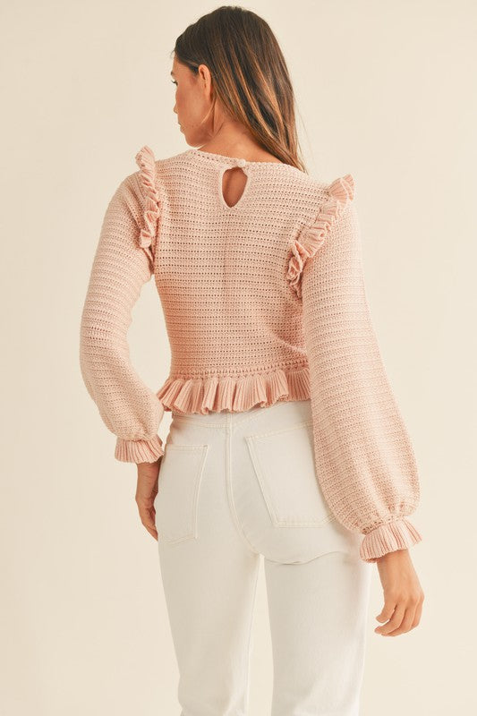 Sarah Long Sleeve Ruffle Top  - RTS