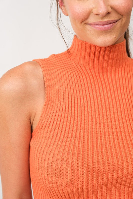 Orange Claire Mock Neck Top