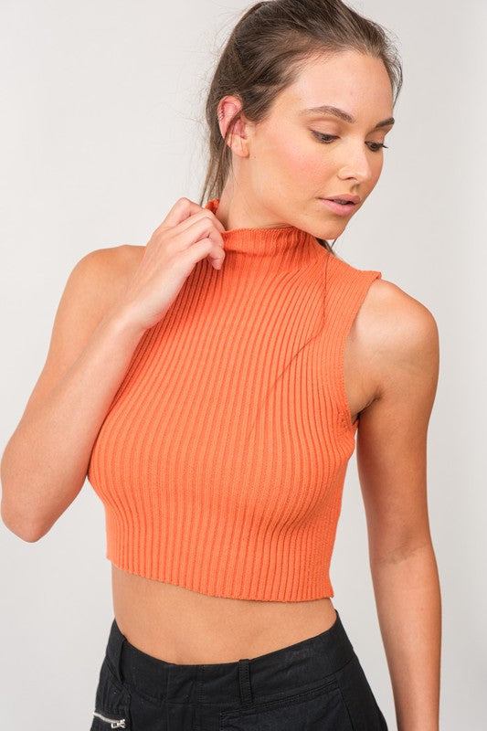 Orange Claire Mock Neck Top