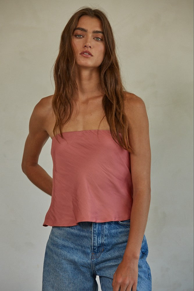 Ruby Satin Tube Top
