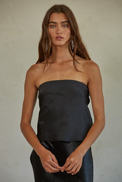 Black Satin Tube Top