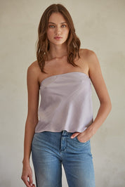 Purple Satin Tube Top