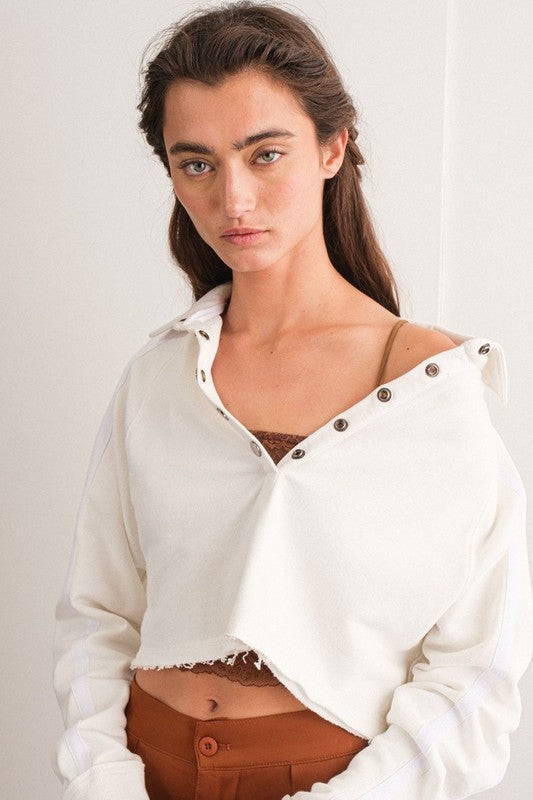 White Isabelle Loose Fit Collared Top