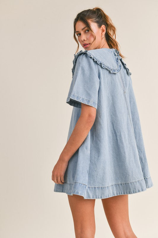 Denim Collared Mini Dress