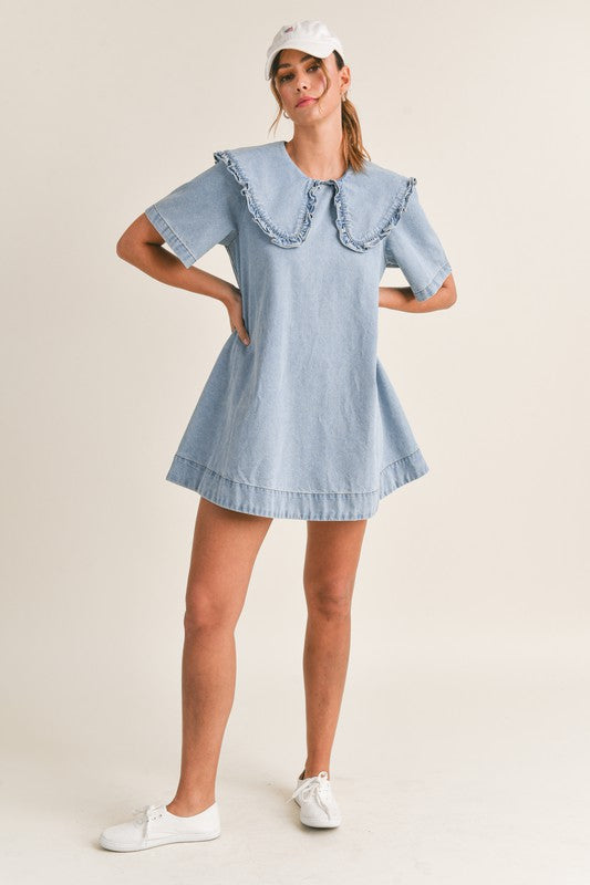 Denim Collared Mini Dress