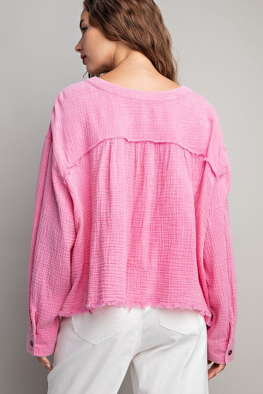 Pink Cotton Gauze Top