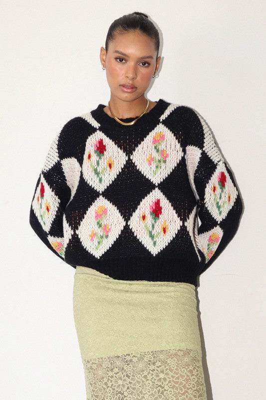Victoria Vintage Flower Sweater - RTS