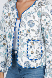 White Floral Quilted Jacket