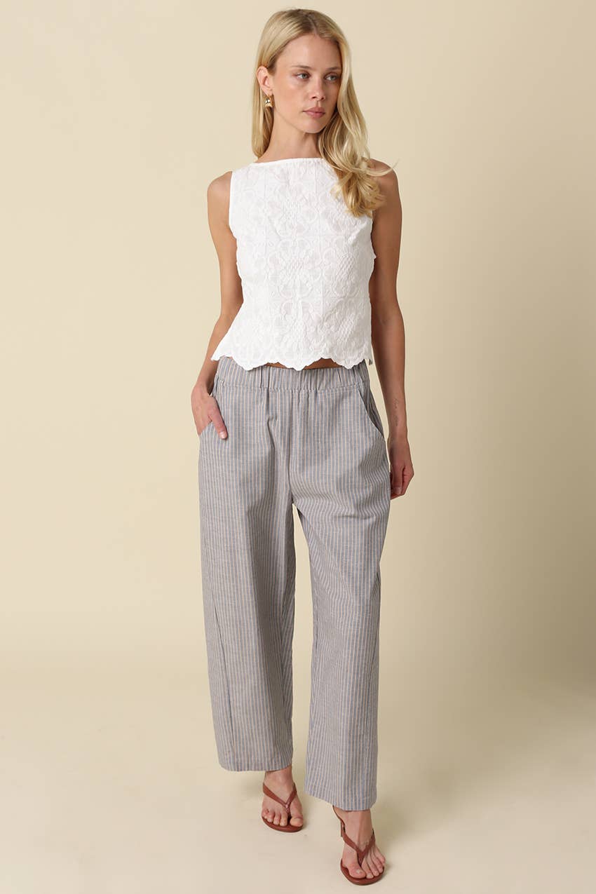 White Embroidered Open-Back Top