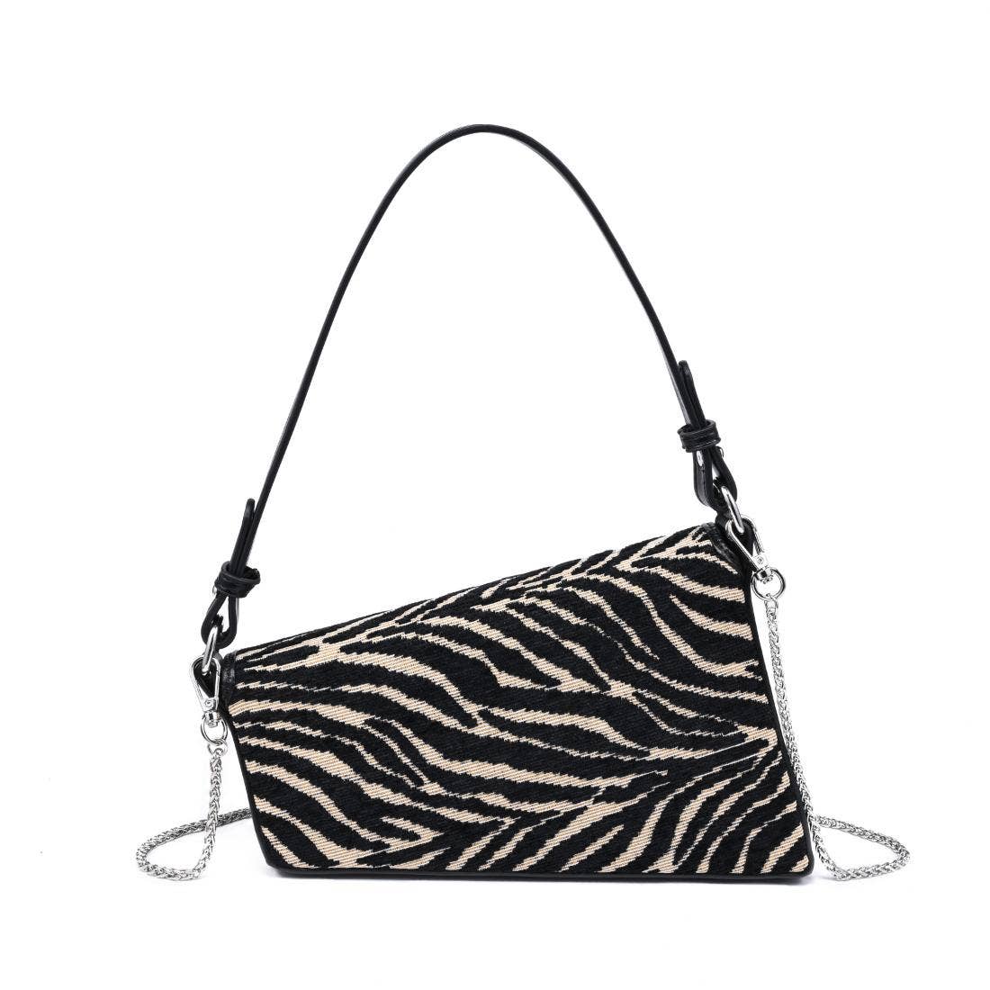 Black Zebra Angular Shoulder Bag