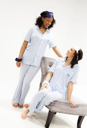 Blue Striped Faith Pajama Set at Ninety Nine Boutique, view 2