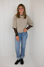 Black Lace Long Sleeve Top