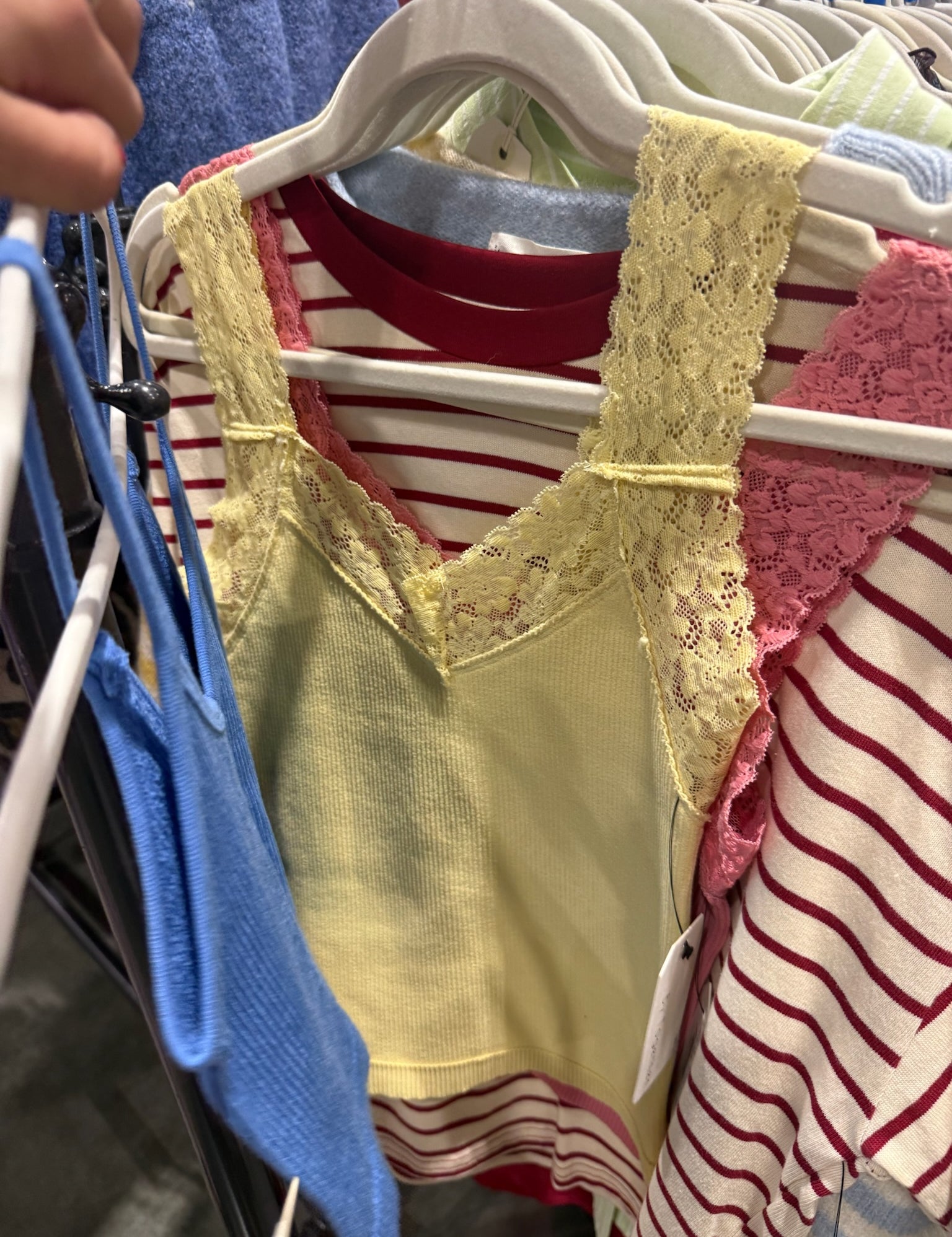 Yellow Fallen For Lace Tank — seamless and ribbed