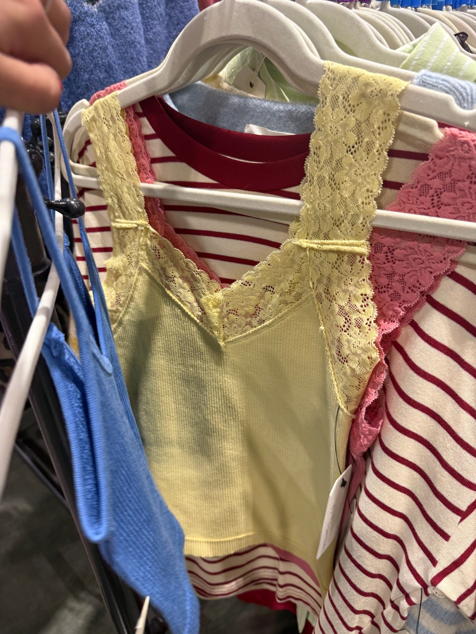 Yellow Fallen For Lace Tank — seamless and ribbed