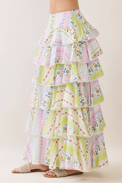 Floral Print Tiered Ruffle Maxi Top & Skirt Set