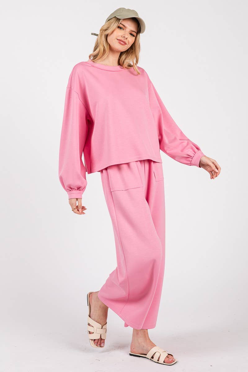 Pink Scuba Top & Pants Set