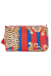 Red/Blue Tiger Quilted Makeup Bag Set of 3