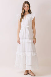 Eyelet Ruffle Tiered Maxi Dress