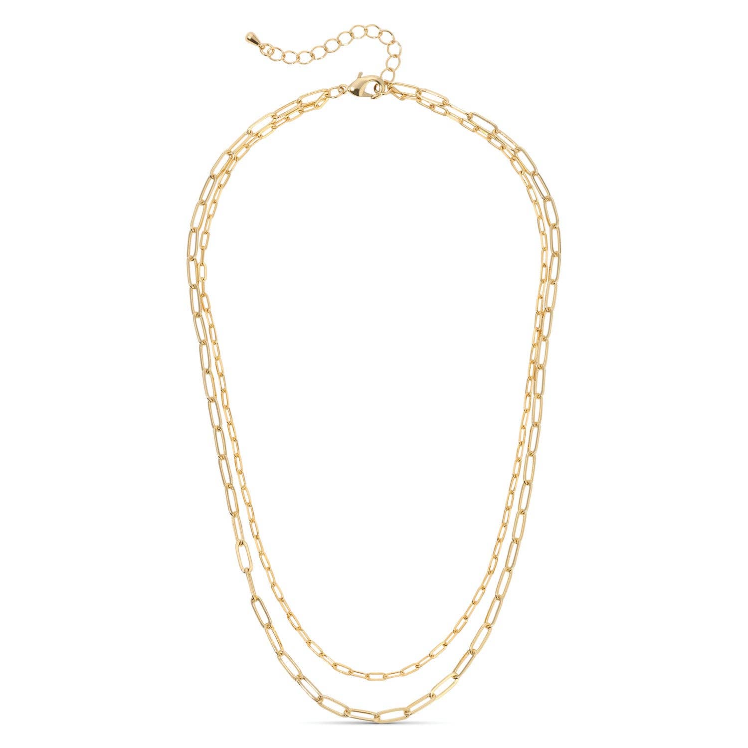 Gold Double Layer Paperclip Necklace