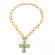 Notable Hammered Turquoise Cross Necklace