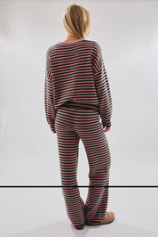 Green & Pink Stripe Sweater & Pants Set