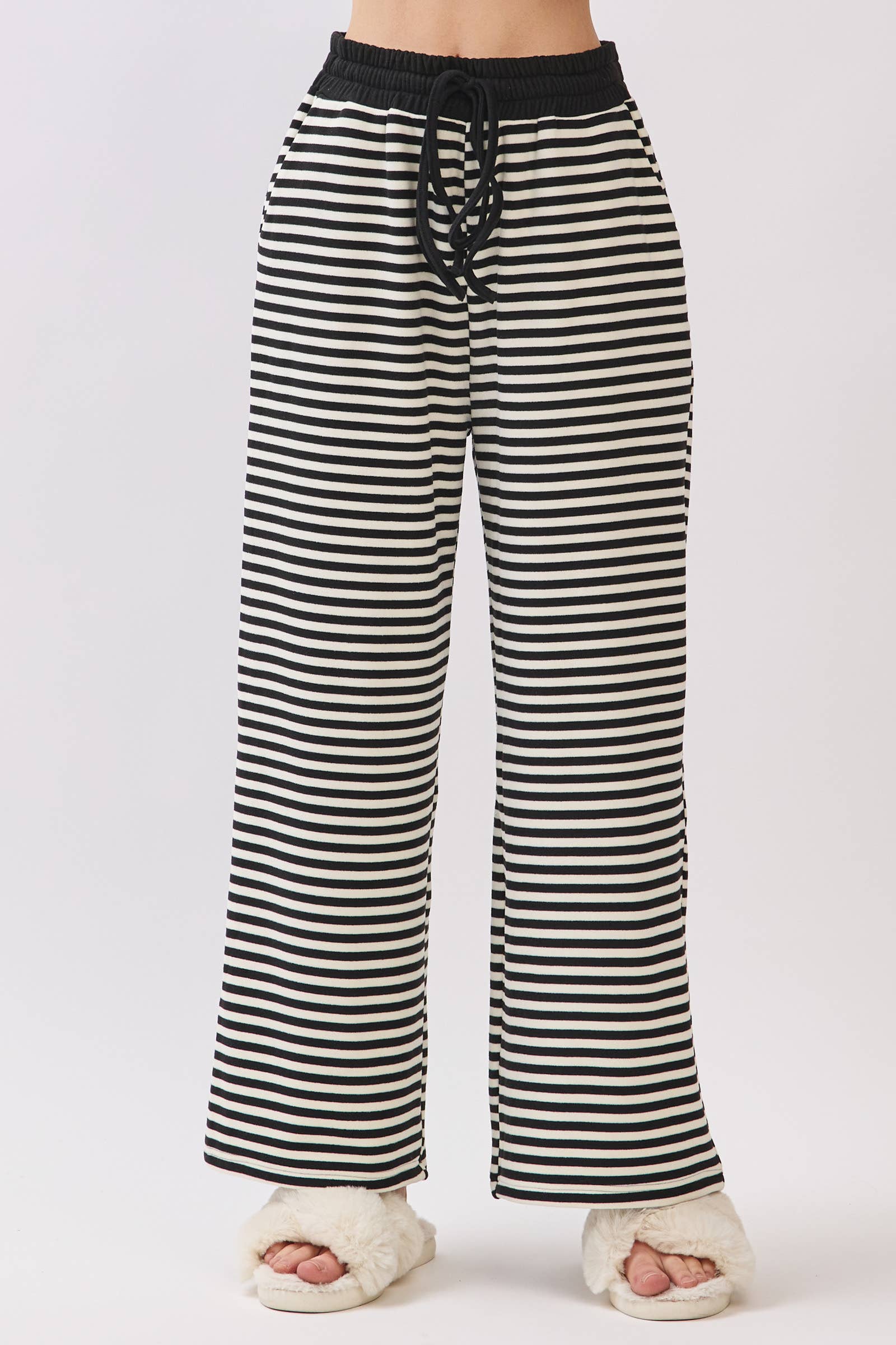 Striped Button Henley Brushed Lounge Set