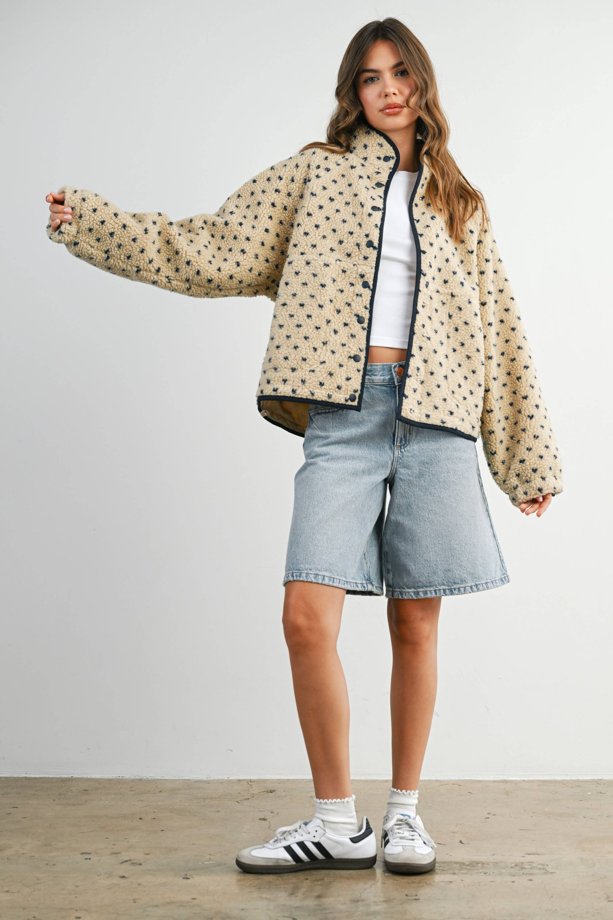 Taupe Fleece Puffer Jacket