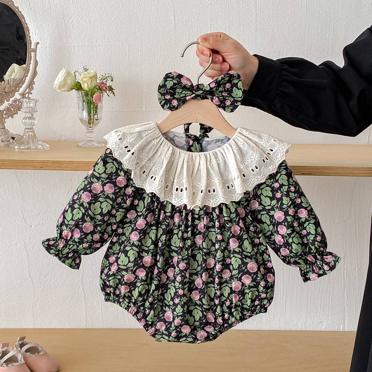 Floral Lace Collar Baby Dress & Romper from Ninety Nine Boutique