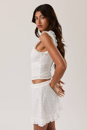 White Ruffle Top