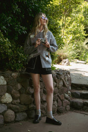 Gray Dog Knit Sweater Cardigan