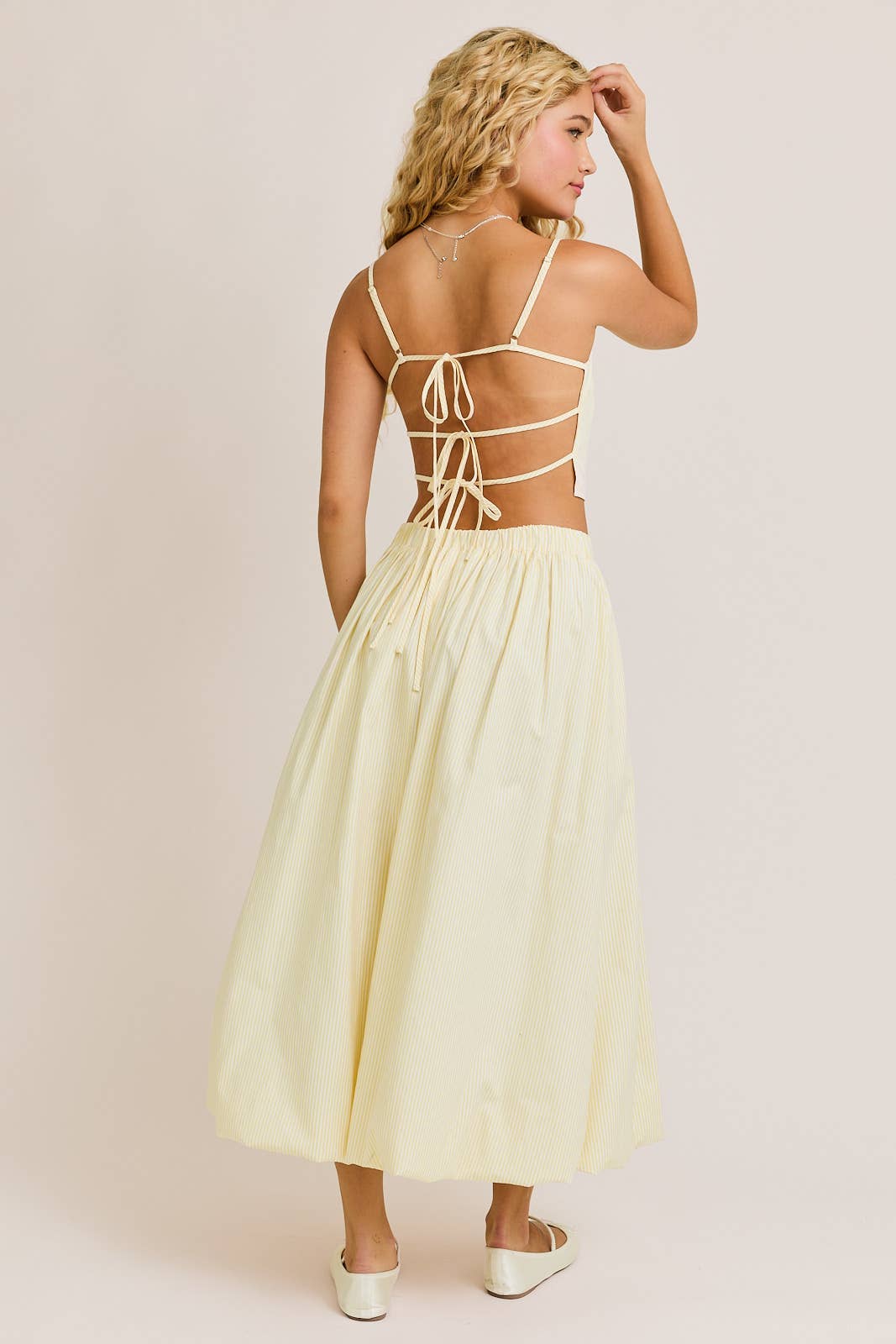Yellow Striped Top and Bubble Skirt Set
