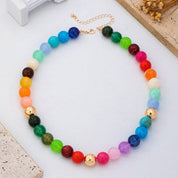 Multicolor Rainbow Marbled Bead Necklace