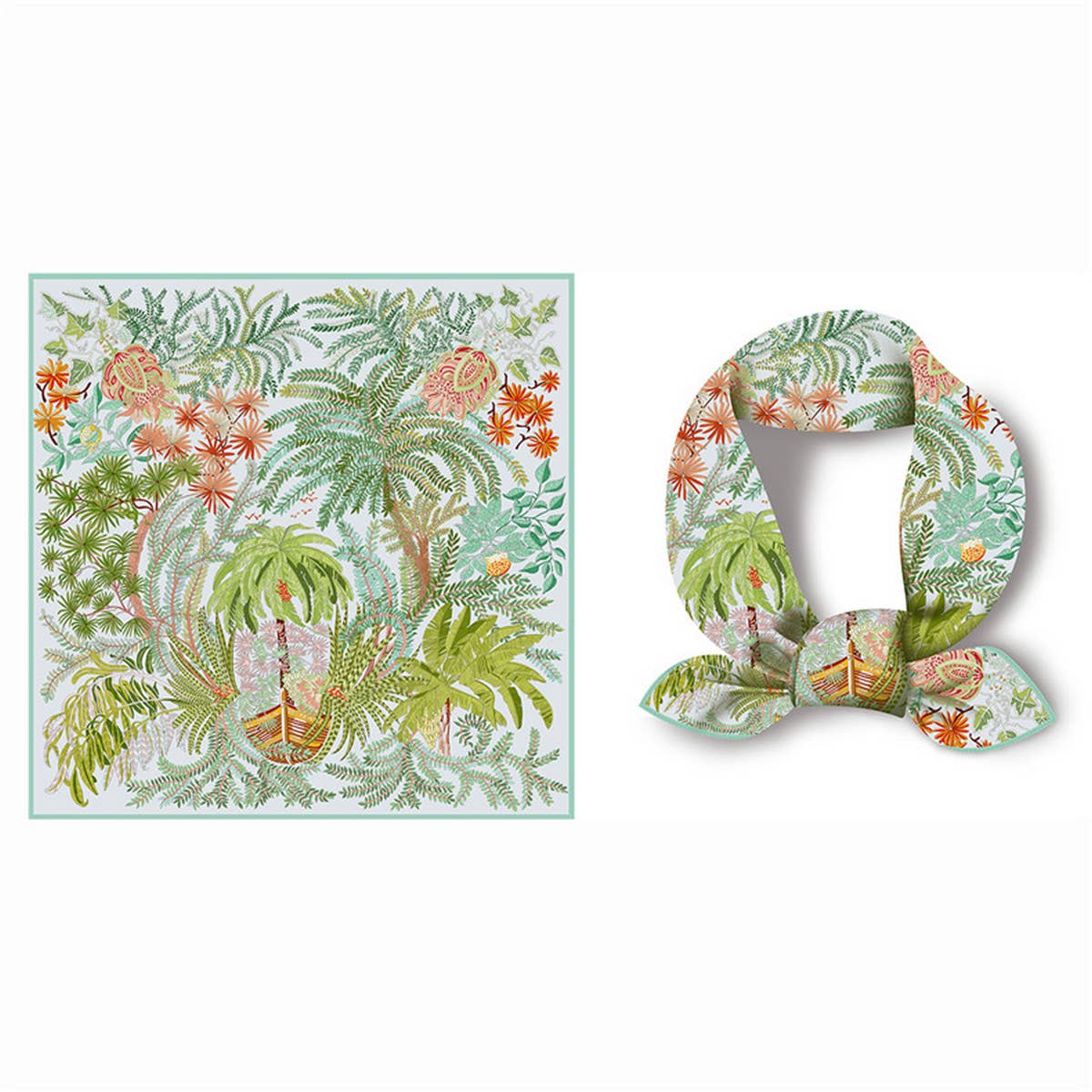 Green Satin Square Scarf