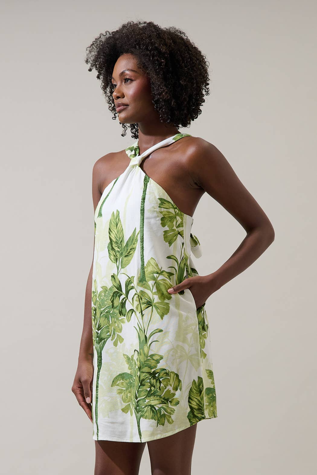 Palmet Tropical Amory Halter Mini Dress