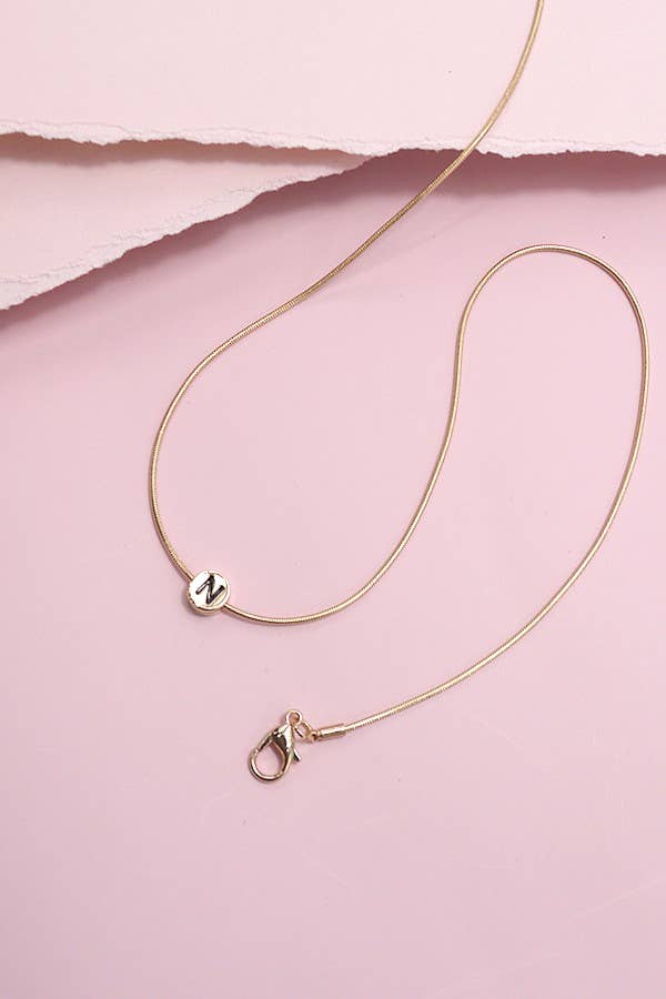 "A" ROUND SNAKE CHAIN INITIAL NECKLACE