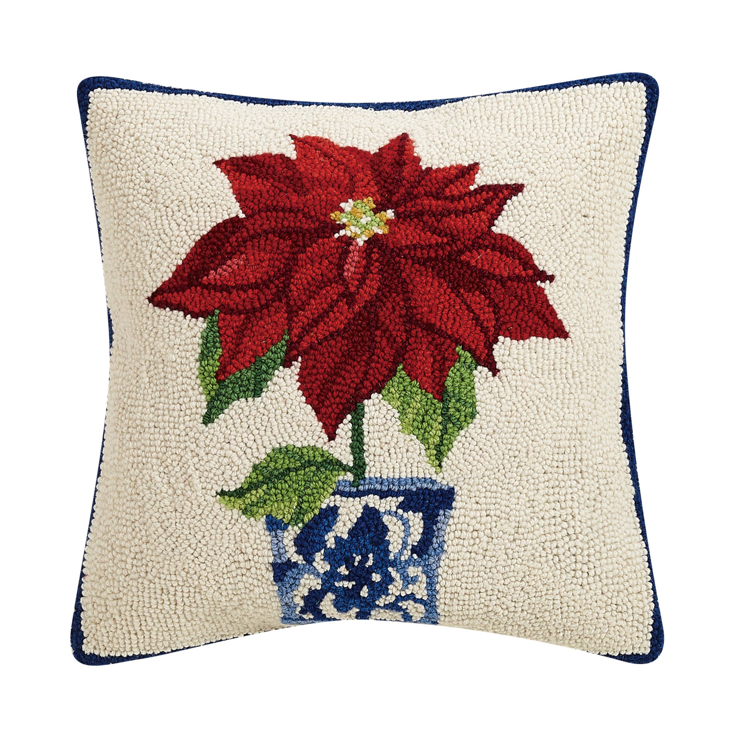 Holiday Chinoiserie Poinsettia Hook Pillow - Sally Eckman Roberts