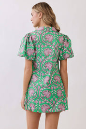 Green Paisley Mini Dress