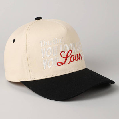 You Look Like You Love Me Embroidery Trucker Hat: Red / ONE SIZE