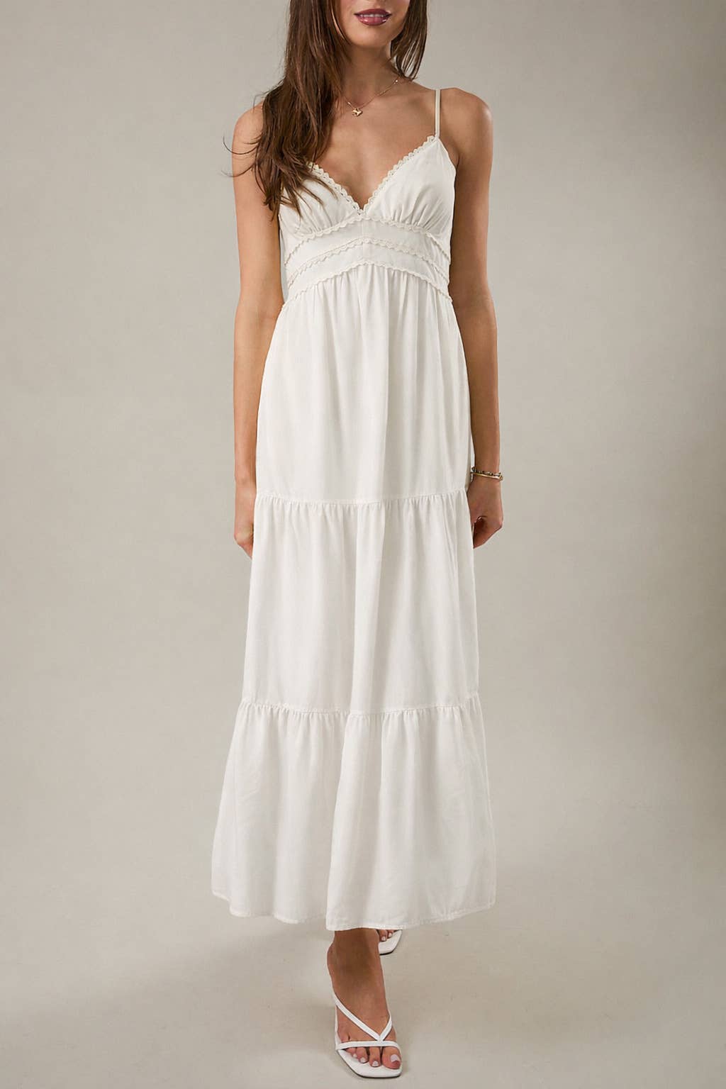 Yellow V-Neck Tiered Maxi Dress