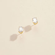 Oval CZ Gold Dip Stud Earrings