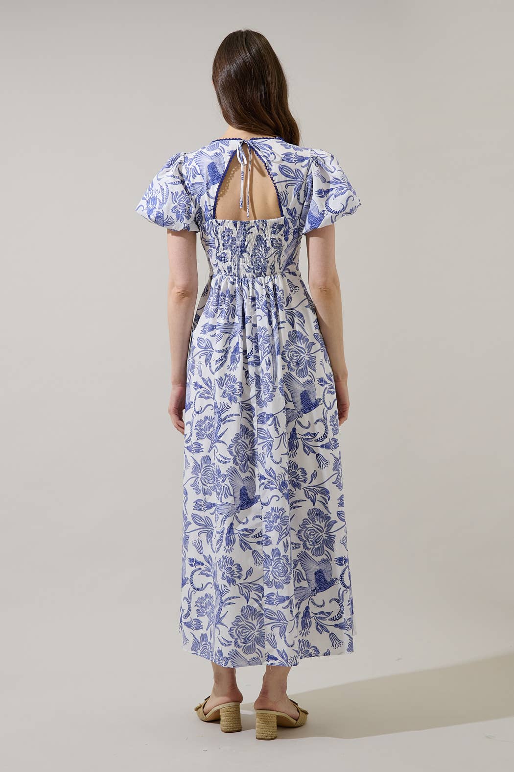 Blue Jaylene Pleated Maxi Dress Virda Floral