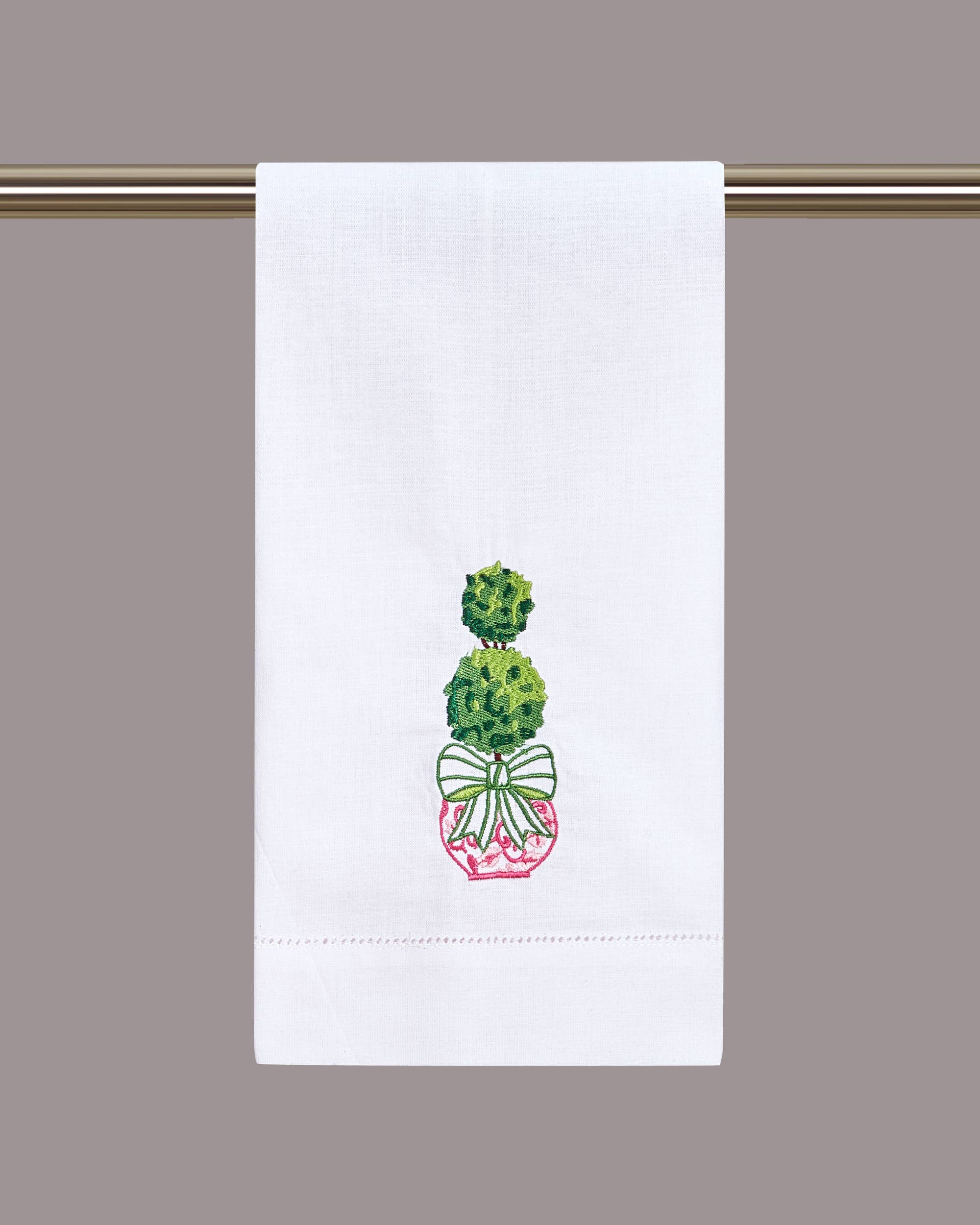 Green Bow & Pink Chinoiserie Guest Towel
