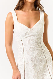 White Floral Embroidered Mini Dress