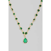 Faceted Rhinestone Pendant And Chain Necklace