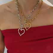 Silver 18K Stainless Steel Heart Necklace