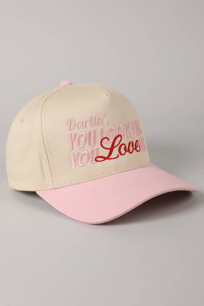 You Look Like You Love Me Embroidery Trucker Hat: Red / ONE SIZE