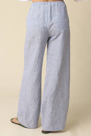 Blue Striped Wide Leg Pants