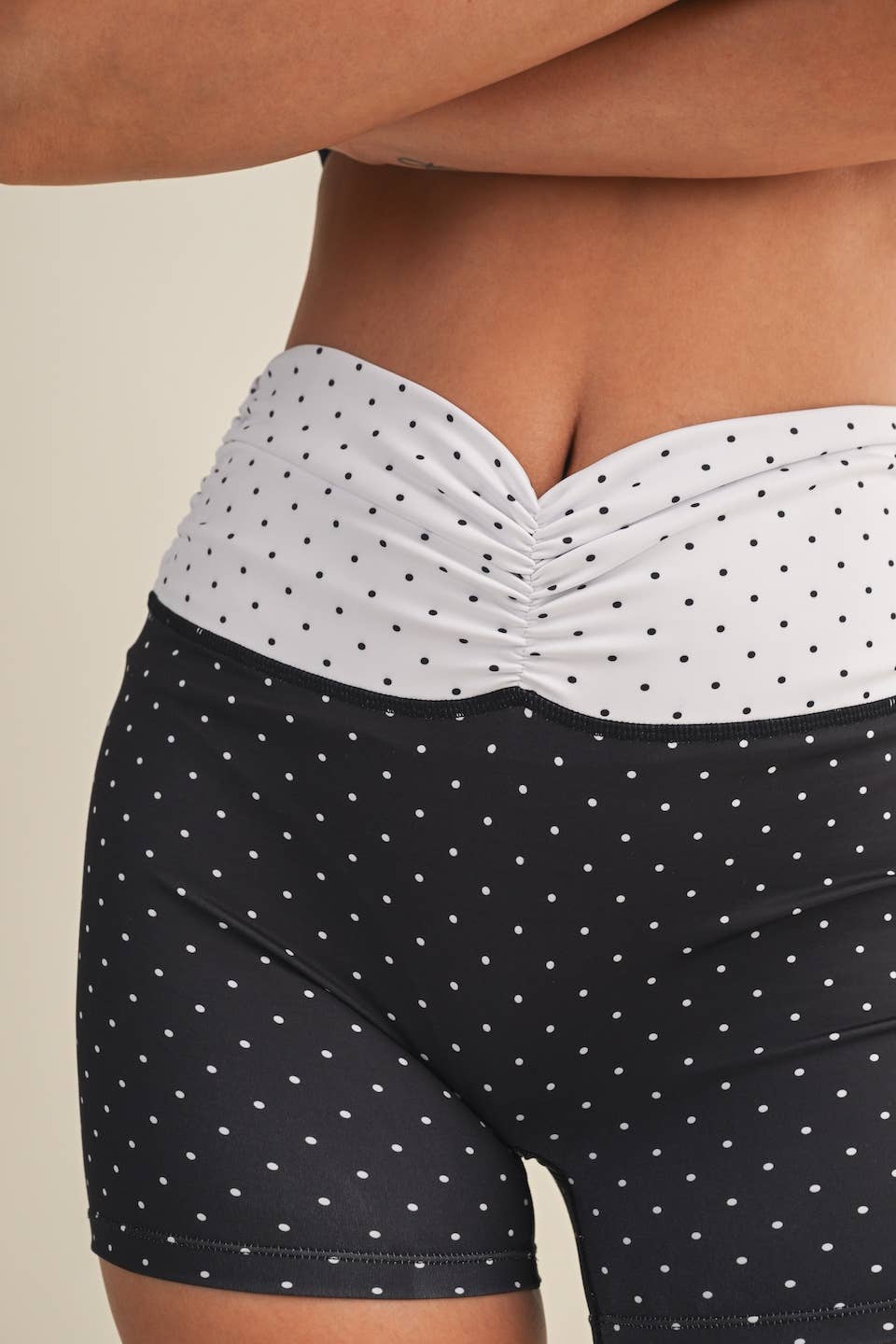 Polka Dot Print Ruched Biker Shorts