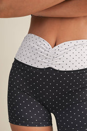 Polka Dot Print Ruched Biker Shorts