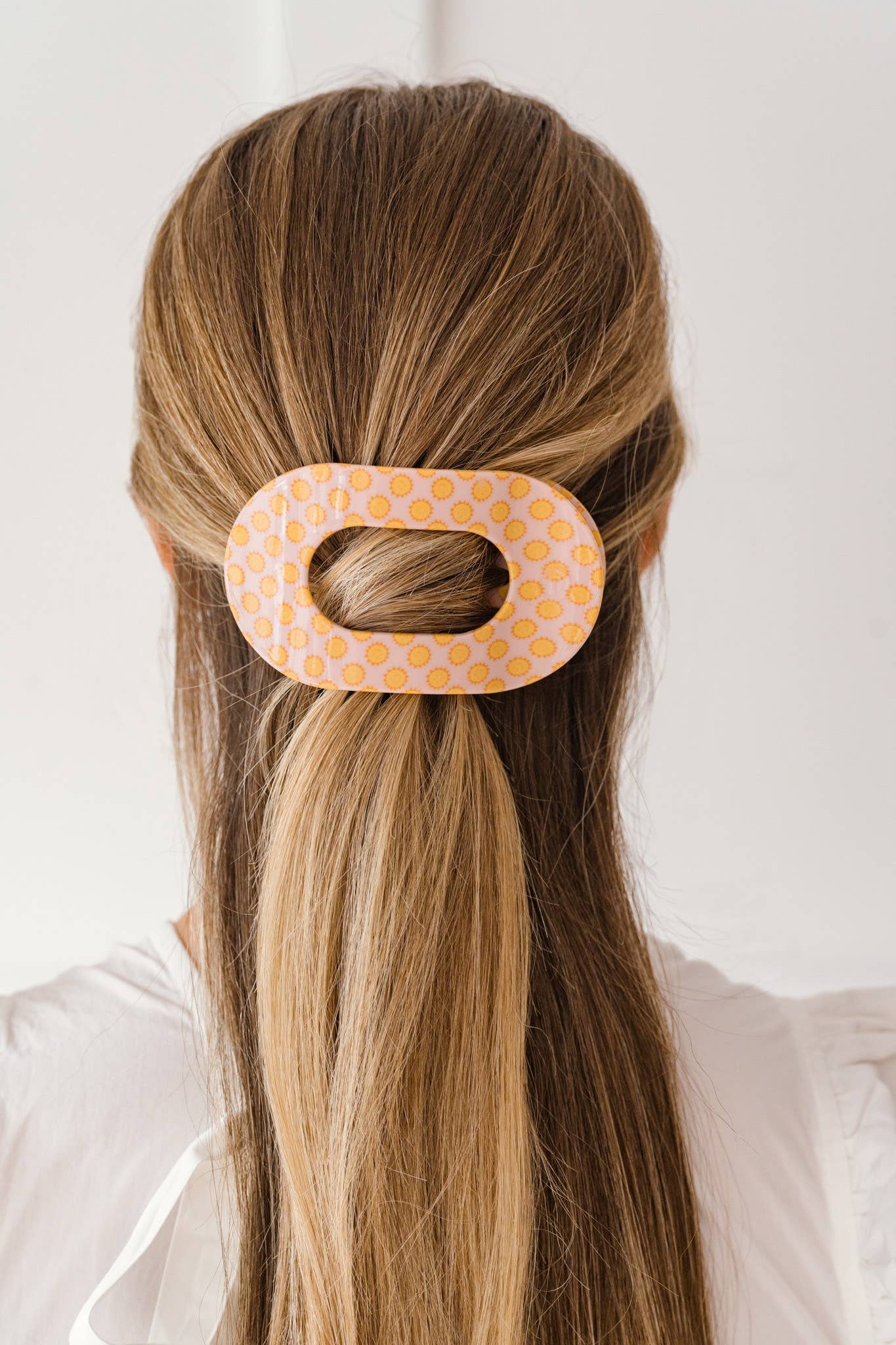 Flat Round Hair Clip | Large | Sunny Days Ahead showing lightweight, durable, and nearly unbreakable